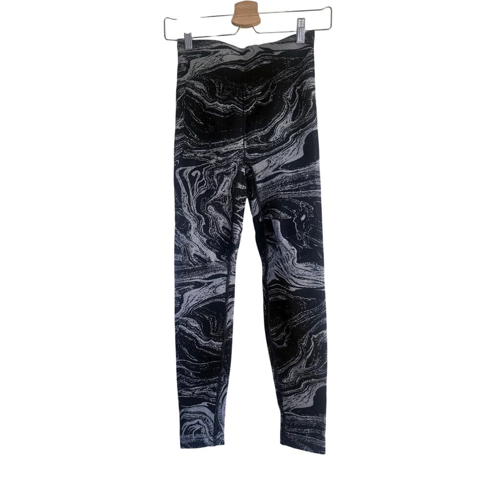 ATHLETA black marble silver Aurora Shine seamless tight athletic leggings